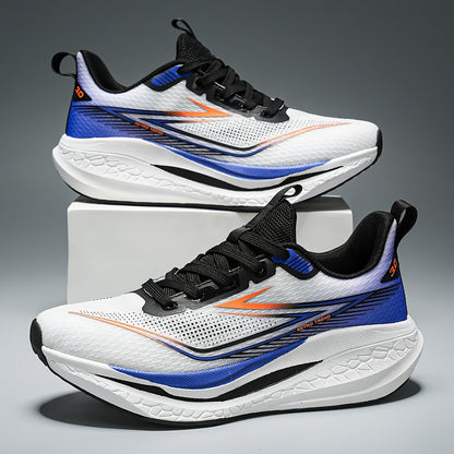 Unisex Classic Low-Top Sneakers - Breathable Fabric & EVA Cushioned Sole, Geometric Letter Print Design for Hiking, Running, Casual Streetwear - All-Season Comfort, Hiking Shoes, Outdoor Sports Footwear, Modern Sneakers, Dura