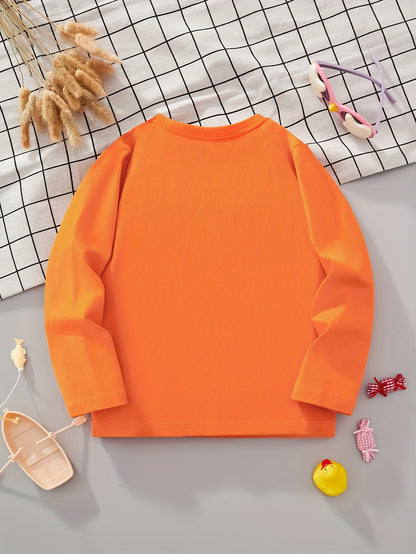 Boys' Pure Cotton Long Sleeve T-Shirt with Small Dinosaur Pattern Autumn and Winter Trendy Style