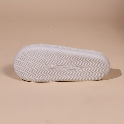 Christmas Tree Pattern Fuzzy Slippers, Winter Warm Closed Toe Flat Floor Shoes, Cozy Soft Sole Plush Home Slippers