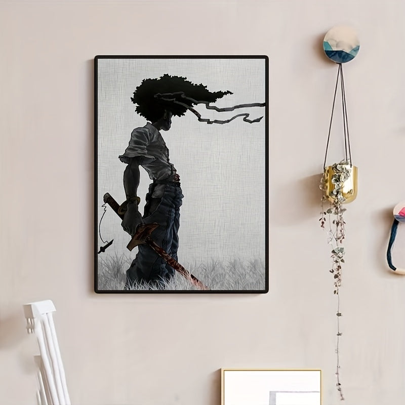1pc African Samurai Anime Poster, Room Aesthetics Poster, Decoration Painting, Canvas Wall Art, Living Room Poster, Bedroom Painting, Home Decor, Frameless