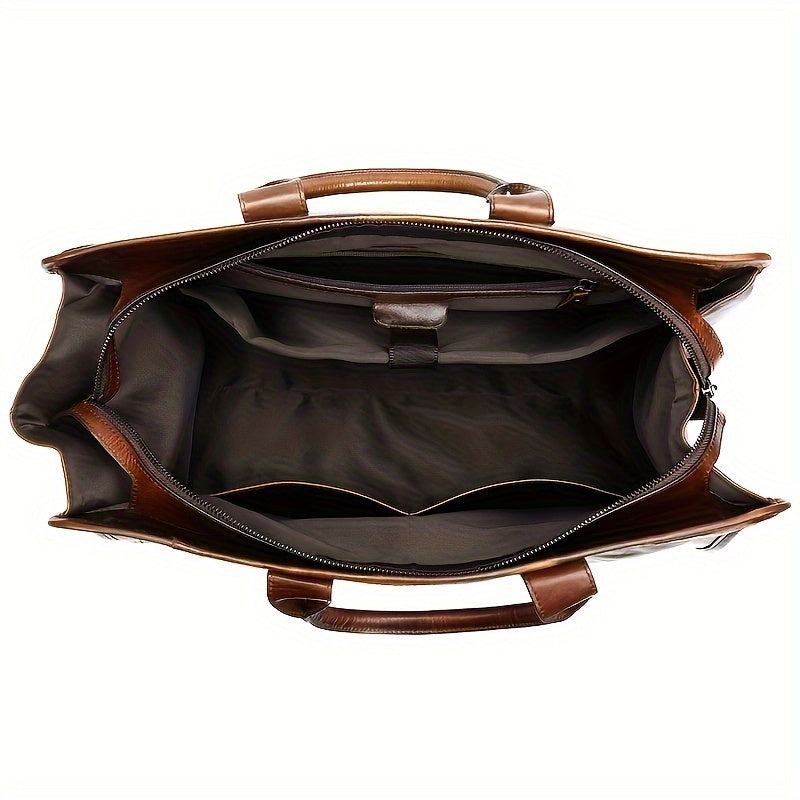 NIUCUNZH Men's First Layer Cowhide Leather Travel Duffel Bag - Large Capacity Carry-On with Adjustable Straps, Multiple Compartments & Reinforced Handles, Sleek Black for Weekend Trips, Daily Commute & Casual Travel, Travel B