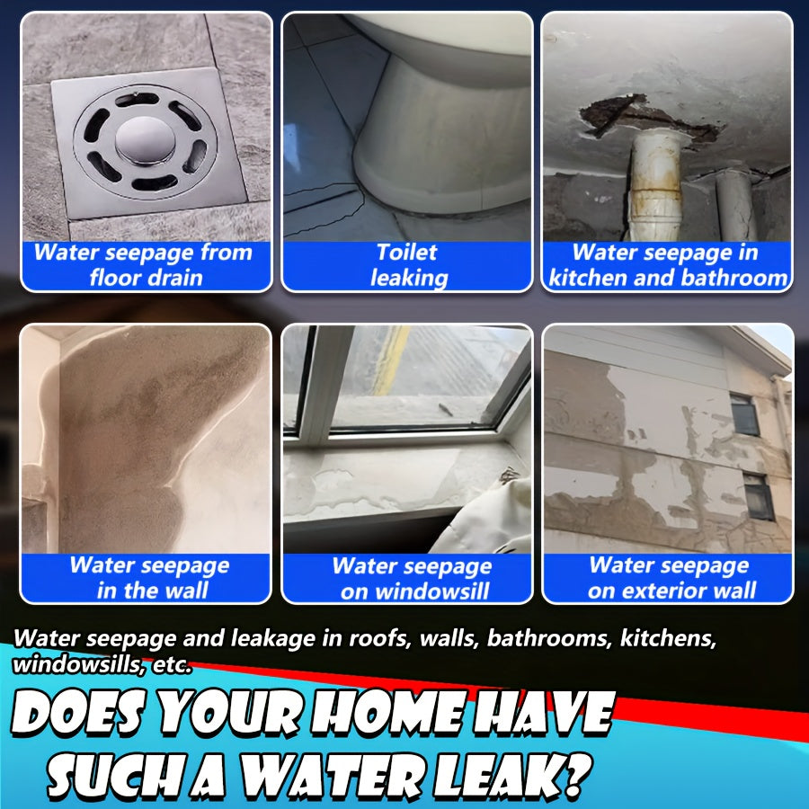 Premium Waterproof Sealer - No Brick Breaking Repair, Transparent Coating Suitable for Floors, Walls, Roofs, etc, - Moisture Protection for Stone, Wood, Tiles, Invisible Waterproof Agent with Brush, Suitable for Kitchen, Gard