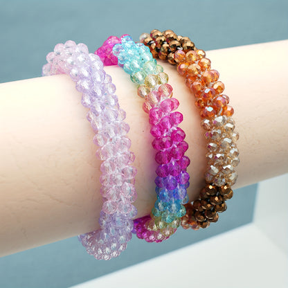 Esbbela 3pcs Bracelet Set Holiday Gift Beaded Artificial Crystal Stackable Strap Set with Elasticity Suitable for Women Men 16.51-20.32 cm Daily Vacation