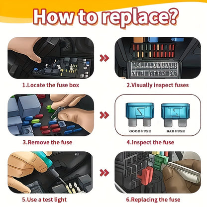 50/100/120/280/306pcs Automotive Fuse Combination Kit, Medium Duty, Fuse Blade Type for Marine·Car·Truck·Tram·Fuse Replacement 2A 3A 5A 7.5A 10A 15A 20A 25A 30A 35A