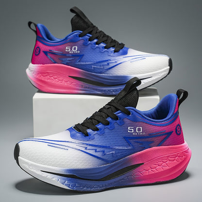 Men'S Lightweight Running Shoes - Gradient Color Athletic Sneakers (Turquoise to Yellow), Breathable Cushioned EVA/TPR Sole, Lace-Up Gym Shoes for Jogging, Training, Everyday - All-Season Performance Footwear with Non-Slip TP