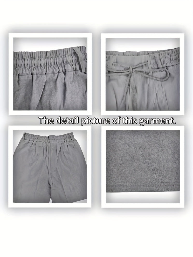 Men'S Casual Summer Linen Shorts - Light Gray, Breathable 5-Inch Shorts with Pockets, Perfect for Beach & Outdoor Activities, Casual Summer Wear|Relaxed Fit Shorts|Pocketed Shorts