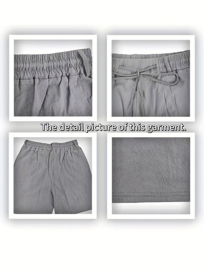 Men'S Casual Summer Linen Shorts - Light Gray, Breathable 5-Inch Shorts with Pockets, Perfect for Beach & Outdoor Activities, Casual Summer Wear|Relaxed Fit Shorts|Pocketed Shorts