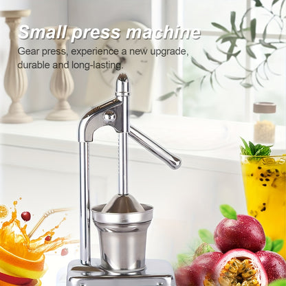 Stainless Steel Manual Juicer - Commercial & Home Use, Heavy-Duty Construction, Easy-Clean Design, No Power Needed, for Oranges, Grapefruits, Lemons, Apples, Berries, Vegetables - Ideal For Restaurants, Home Kitchens, Fruit J