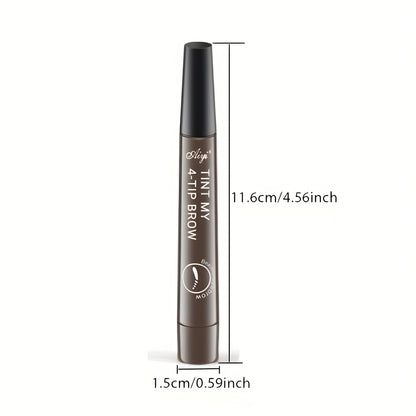 4pcs Professional Makeup Artist Ultra-Fine 4-Branch Eyebrow Pencil, Waterproof & Sweatproof, Natural 3D Wild Brow Look, Realistic Definition, Smudge-Free, Black Set - Perfect Christmas or Birthday Gift