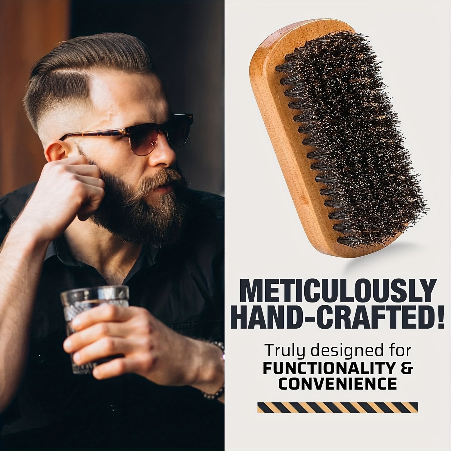 Wooden Beard And Comb Set For Men - Perfect For Beards Head Hair And Mustaches Men's Grooming Kit For Styling, Contain Wooden Comb, Bristle Brush, Scissors, Holiday Gift Father's Day Gift