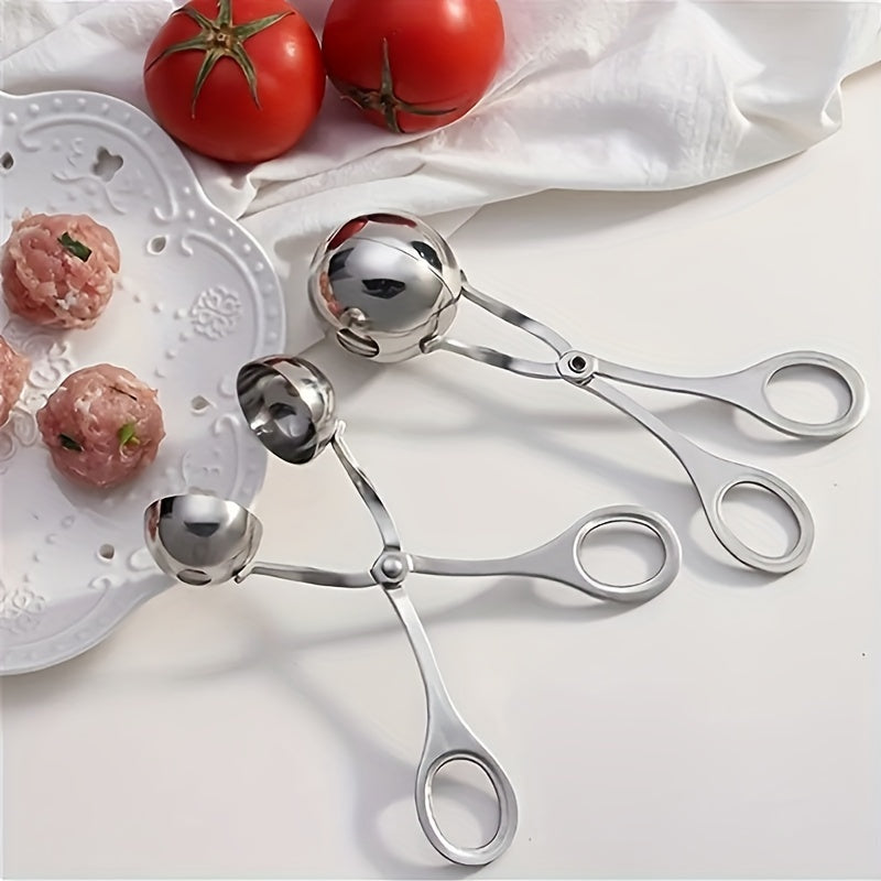1pc Meatball Machine, Stainless Steel, Non-stick Meatball Machine, Pliers, Cake Meatball Machine With Cookie Dough Ice Tongs, Kitchen Spoon, Kitchen Gadgets, Kitchen Supplies, Kitchen Tools, Kitchen Stuff, Kitchen Utensils