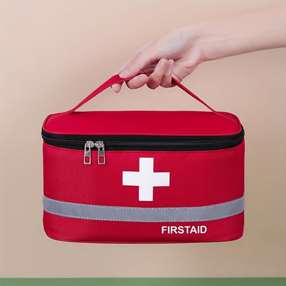 1pc Red First Aid Kit with White Cross Design - Durable Fabric, Portable Medical Bag for Travel, Outdoor, and Home Use - Includes Zipper Closure and Multiple Compartments, Outdoor Essentials|Compartmentalized Bag|Durable Fabr