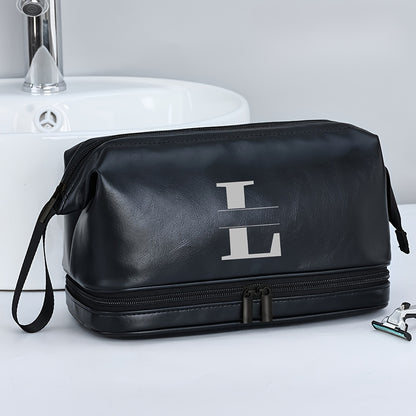 Customized Men's Fashion Travel Toiletry Bag PU Large Letter Toiletry Bag
