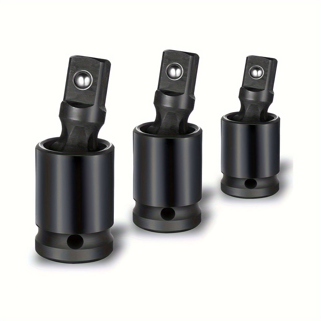3-Piece Impact Swivel Socket Adapter Set - Universal Joint Set, 360° Rotating U-Joint Sockets for Industrial, Automotive & Home Repair - Cr-Mo Steel, Fits 1/2", 3/8", 1/4" Drive - Mechanical Operation, No Electricity Require