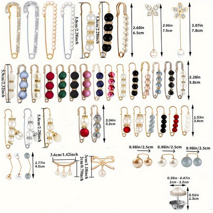 12pcs/Set(Styles And Sizes Mixed Randomly) Assorted Size Combination Set Randomly Packed. Waist Pins for Adjusting Waist Size, Multifunctional Clips for Securing Clothing, Suspenders, Skirts, And Anti-Exposure Pants Clips. Su