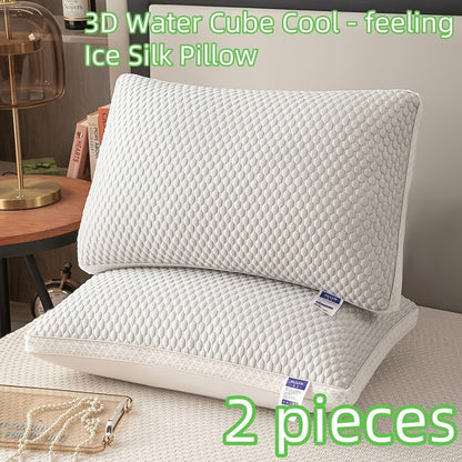 2pcs 3D Tactile Cool Ice Pillow Ice SPA Pillow Breathable Cervical Spine Cool Pillow High-end Hotel-grade Pillow Sleep Without Collapsing 3D Memory Rebound Technology Perfect Holiday Gift for Parents and Friends High-end gift