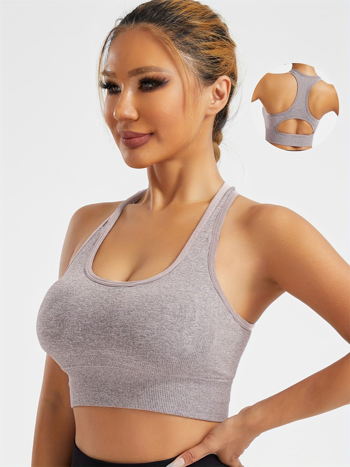 Women's Sports Bra, Racerback, Low Cut, Racerback Open Back, Yoga Fitness Running Outdoor Wear