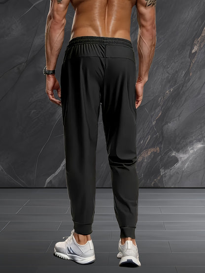 3-Pack Men's Elastic Drawstring Sweatpants - Casual Joggers with Zipper Pockets, Suitable for Gym, Basketball, Camping, Fishing, Beach Running