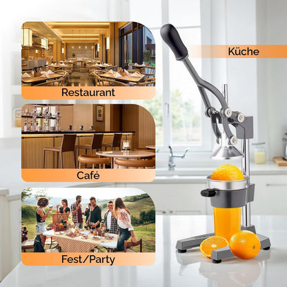 Bonnlo Heavy-Duty Manual Juicer with Removable Top Filter - Heavy-Duty 316 Stainless Steel Citrus, Apple, Orange, Lemon, Lime, Grapefruit Press - Non-Electric Mincer for Home & Commercial Use - Easy-Clean Design, Compact Juic