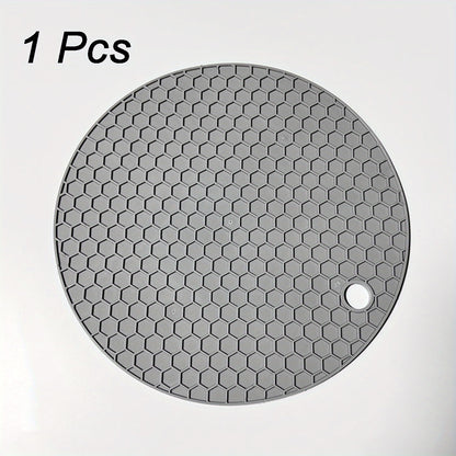 1/4pcs Round Honeycomb Silicone Placemat 17.02 Cm, Heat Insulation Pad, Non-slip Pot Holder, Easy To Clean And High Temperature Resistant Table Mat, Tabletop Protection, Home Kitchen Dining Table Decor