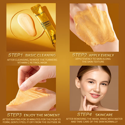 Turmeric Vitamin C retinol Moisturizing and firming Mask 6g*10 pack, containing collagen, vitamin E, niacinamide and plant squalane, deep cleaning, moisturizing and firming, even Light Beige, fine pores, suitable for all Ligh