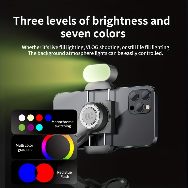 Estabilizador de gimbal portátil AOCHUAN-XE de 3 eixos, dobrável e giratório, com kit opcional de luz de enchimento RGB. Estabilizador de gimbal equilibrado que proporciona estabilidade e função anti-vibração, compatível com o rastreio facial e corporal.