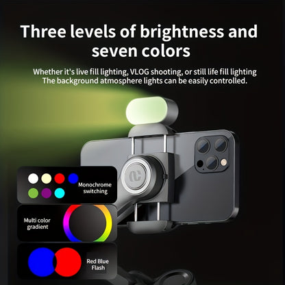 Estabilizador de gimbal portátil AOCHUAN-XE de 3 eixos, dobrável e giratório, com kit opcional de luz de enchimento RGB. Estabilizador de gimbal equilibrado que proporciona estabilidade e função anti-vibração, compatível com o rastreio facial e corporal.