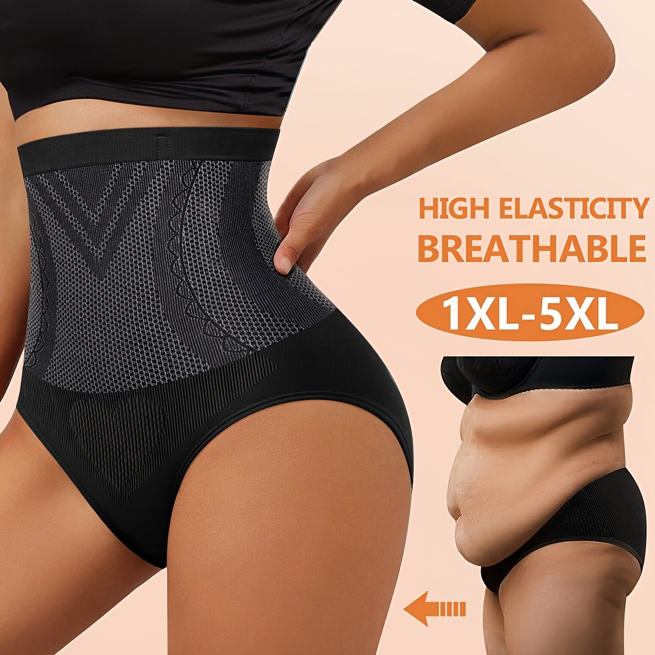 MIOTAN Women'S Plus Size High-Waist Shaping Panties - Breathable Mesh, High Elasticity, 1XL-5XL, Nylon, Butt Lifting & Tummy Control, & Casual Wear, High Waisted Panties, Tummy Control Underwear, Mesh Fabric Underwear, Comfor