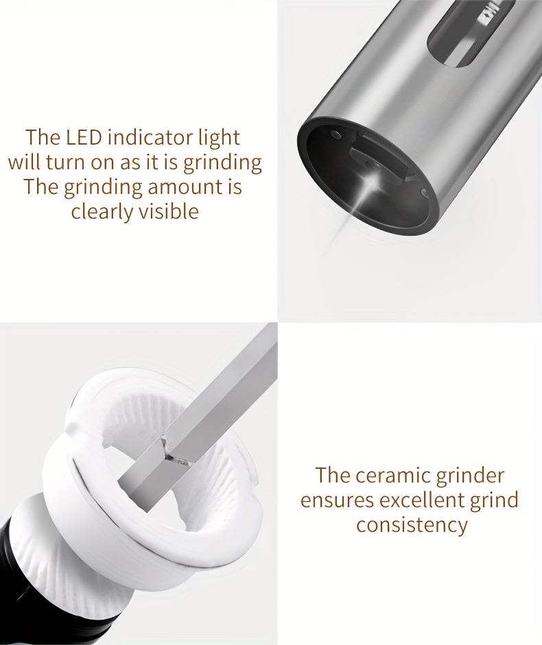 1pc/2pcs - CLITON Rechargeable Salt And Pepper Grinder Set, Salt And Pepper Grinder Electric 2pcs, Rechargeable Salt And Pepper Shakers Set, Electric Salt And Pepper Container, USB Rechargeable with LED Light, Multiple Style