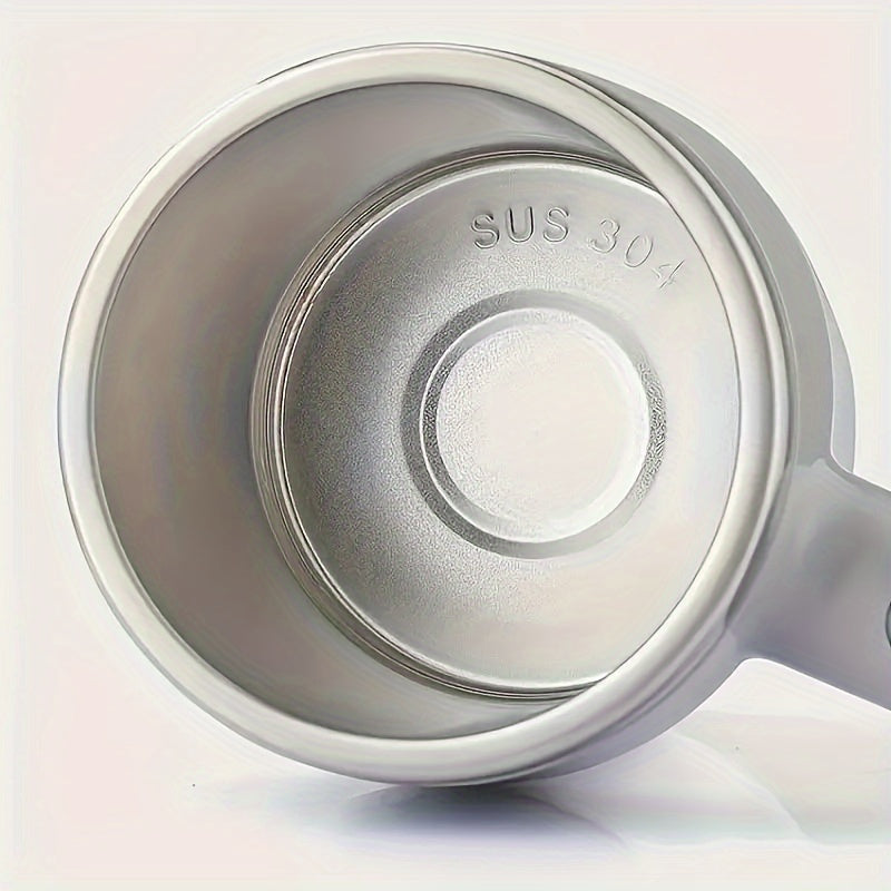 Spill-Proof, Stainless Steel Self-Stirring Coffee Mug - Battery-Powered, Reusable Magnetic Mixing Cup for Home, Office & Travel (AAA Batteries Not Included)