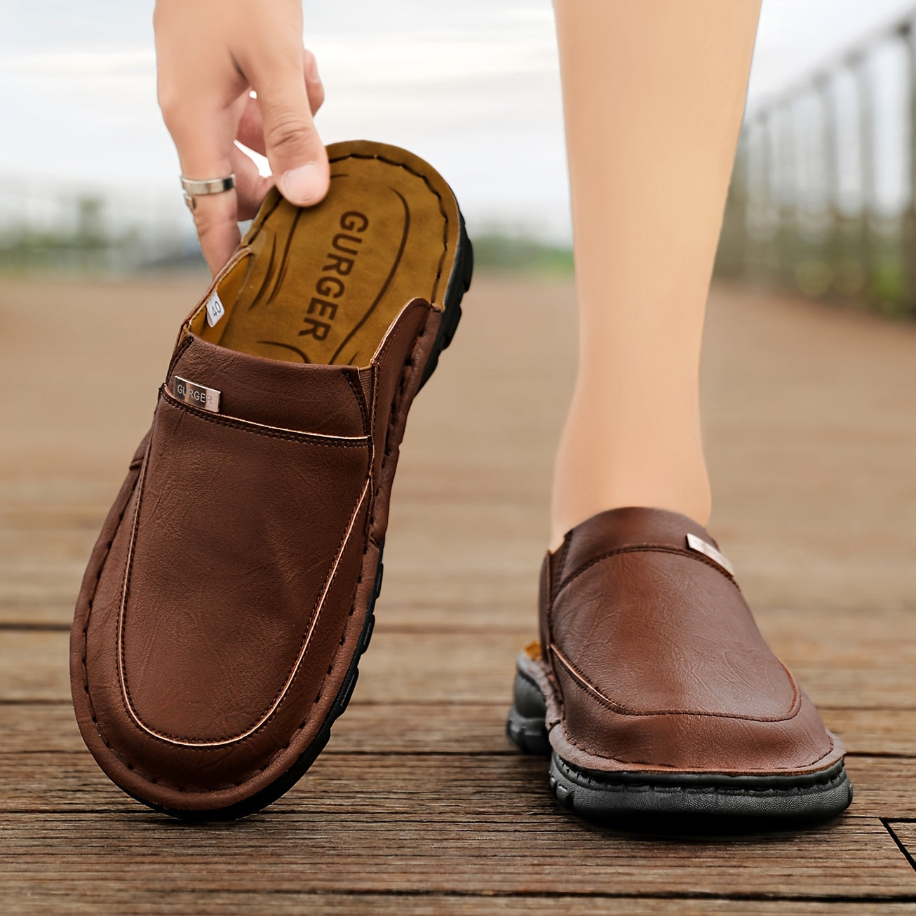 Men'S Mules & Clogs Summer Sandals, Closed-Toe, Breathable, Slip-On, Rubber Sole, for Beach, Garden & Outdoor Activities