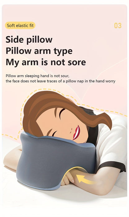 1pc Ergonomic U-Shaped Nap Pillow –, Portable & Machine Washable, Comfortable for Office, Student, and Travel Use, Available in Blue, Gray, Pink