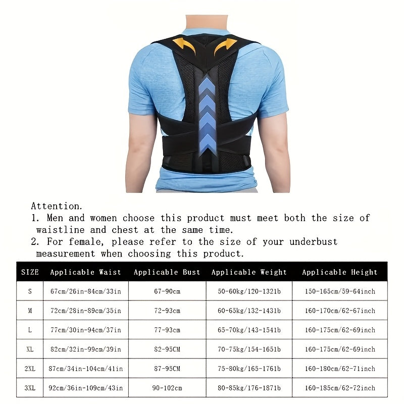 1 Adjustable Back Support for Men & Women | Upper and Lower Back Stabilization with Waist Stability, Breathable Mesh Design | Casual Posture Corrector