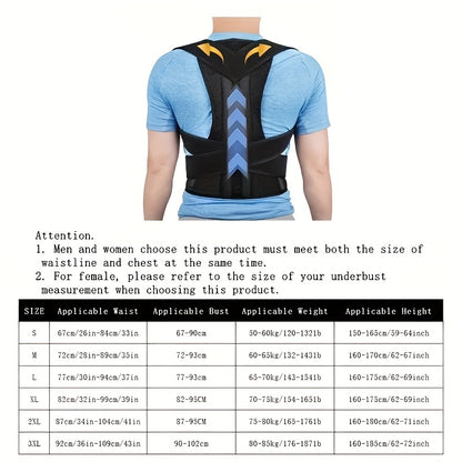 1 Adjustable Back Support for Men & Women | Upper and Lower Back Stabilization with Waist Stability, Breathable Mesh Design | Casual Posture Corrector