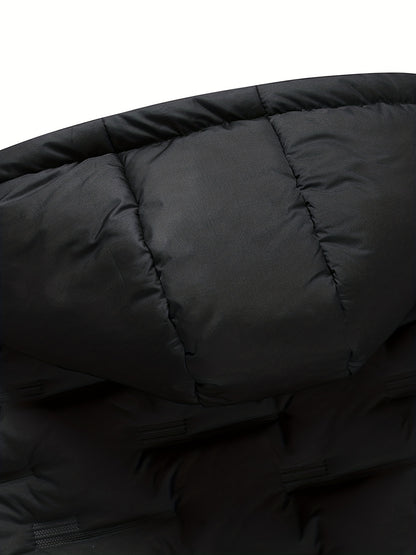 Colete térmico com capuz para homem moderno para o outono/inverno, estilo casaco casual sem mangas.