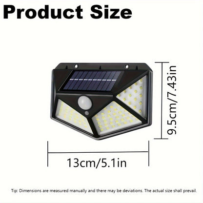 4packs Solar Wall Lights 100 LED Super Energy Saving Lights, Motion Sensor Security Lights, 270° Range Lighting Outdoor Wall Lights, With 3 Modes For Yard Garden Patio Courtyard Fences Driveway Pathway