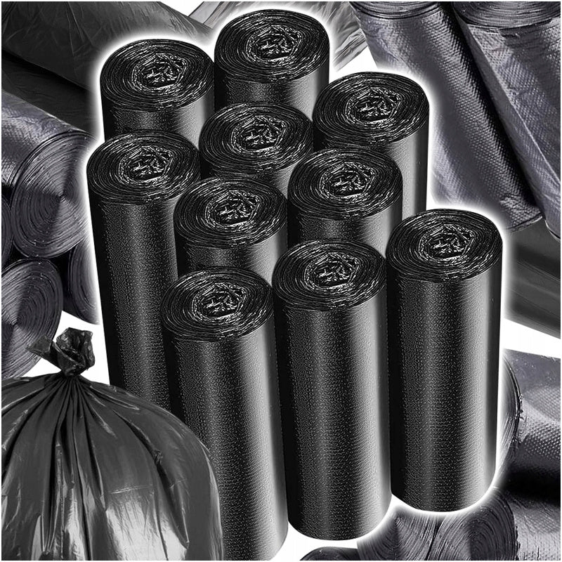 Trash Bags, 60L, Black, Classic, Heavy-Duty, 10 Rolls, 100 Pieces – Reliable 60L Waste Bags, Perfect for Collecting Waste at Home, Office, and Institutions, Made from Thick, Durable LDPE Film, Tear and Stretch Resistant, Fe
