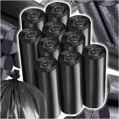 Trash Bags, 60L, Black, Classic, Heavy-Duty, 10 Rolls, 100 Pieces – Reliable 60L Waste Bags, Perfect for Collecting Waste at Home, Office, and Institutions, Made from Thick, Durable LDPE Film, Tear and Stretch Resistant, Fe