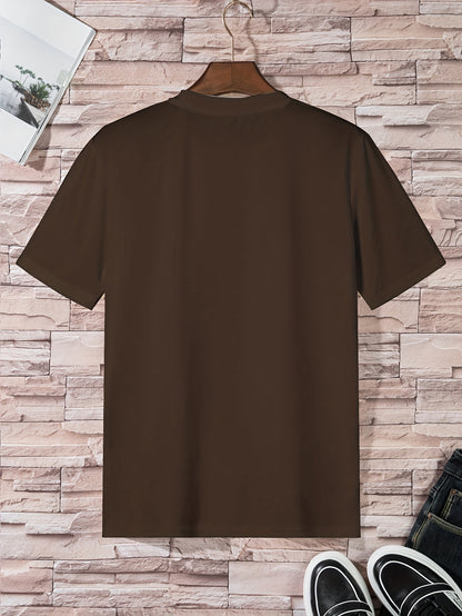 Conjunto de 4 t-shirts casuais para homem de cor sólida, estilo simples, manga curta e gola redonda, ideais para usar em casa, como pijama ou para atividades ao ar livre no verão.