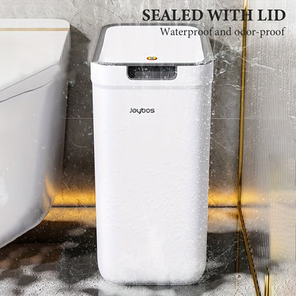 Joybos 2pcs White Narrow Slit Plastic Trash Can with Lid, Large Capacity, Simple Design Bathroom Waste Bin, Easy to Use Home Essential Garbage Basket