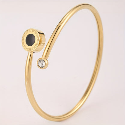 Elegant Stainless Steel Bracelet with Sparkling Rhinestones