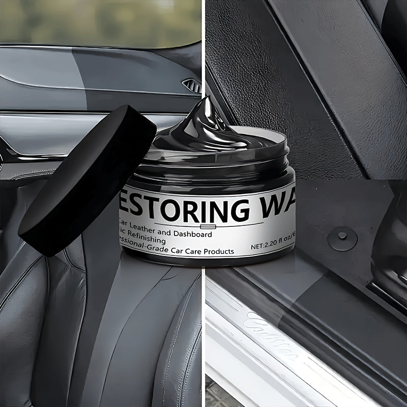 65ml  Interior Renovation Wax & Plastic Parts Renewal Interior Shine Wax, Tire Protector, Black Vehicle Yellowing Repair with Nano Crystal Coating Effective Scratch Removal & Restorative Formula for Long-Lasting Shine