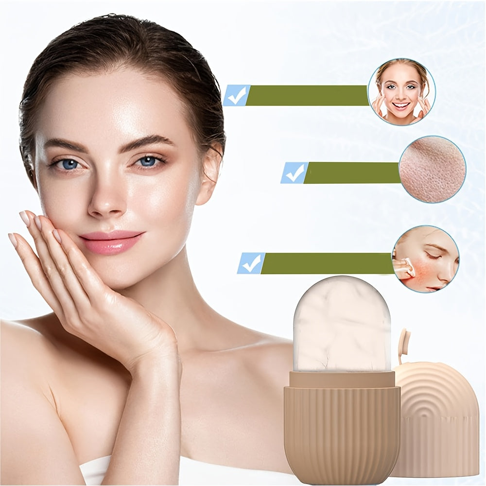 Kit de cuidados faciais luxuoso com 5 peças - Rolo de gelo e jade rejuvenescedor, ferramenta Gua Sha, escova de silicone macia para pele radiante, massagem para os olhos e relaxamento - Sem fragrância, sem bateria, fácil de usar e portátil