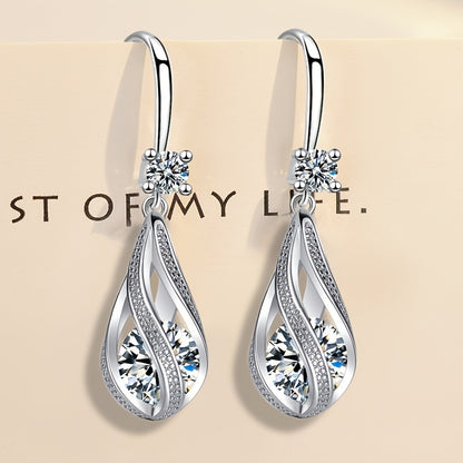 Delicate Teardrop Zirconia Earrings Floral Spiral Earrings Jewelry For Women 1Pair