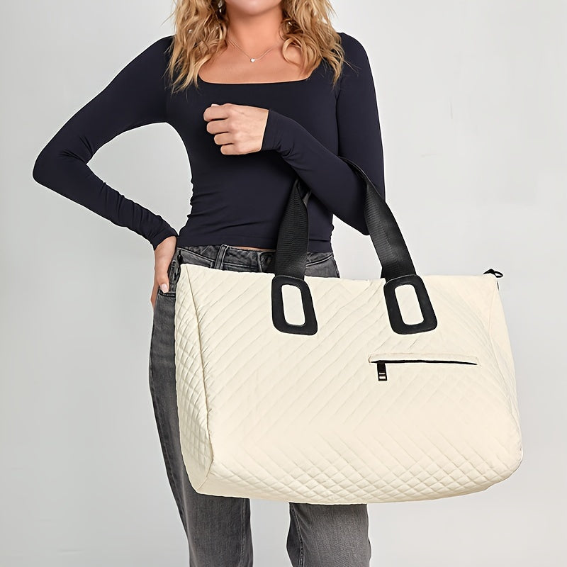 WEIXIER Spacious Multi-Pocket Travel Tote - Durable, Lightweight Women's Handbag for Weekend Getaways & Daily Use - Available in Coffee, White, Black