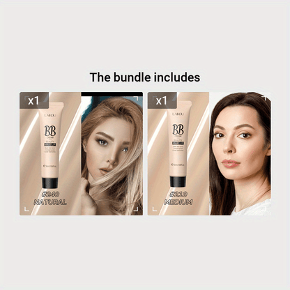 LAIKOU Waterproof BB Cream Full Coverage Concealer, Natural/Ivory/Tan 30ml, Long Lasting Foundation Make Up, Oil Control, Even Skin Tone, Hide Pores