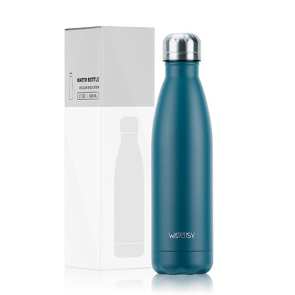 1pc WATERSY 17Oz/500Ml Outdoor Water Bottle 304 Stainless Steel Insulation for Heat Preservation And Cold Preservation with White Card And Silver Hot Stamping Box 2 Sealing Rings