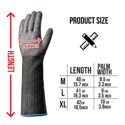 1pc Long Cuff Stainless Steel Wire Mesh Cut-Resistant Glove with White Nylon Liner - Cut Level 9 Protection, Machine Washable, Ideal for Butchering, Glass Handling, and Industrial Work