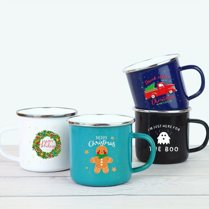 Christmas-Themed Enamel Coffee Mug - Red, Insulated Cup for Hot & Cold Beverages, Perfect Gift for Daughters, Nurses, Doctors, Friends, and Bosses