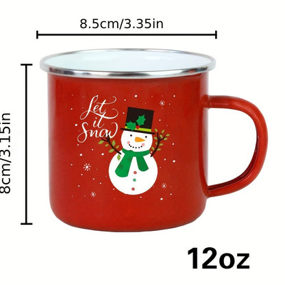 Christmas-Themed Enamel Coffee Mug - Red, Insulated Cup for Hot & Cold Beverages, Perfect Gift for Daughters, Nurses, Doctors, Friends, and Bosses